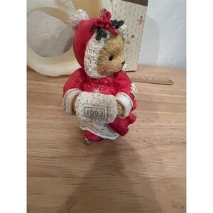 Cherished Teddies Alice Christmas Ornament 1993 Red Outfit with‎ Muff